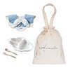 ベビーお食事ギフトセット 名入れ巾着バッグ入り ブルー