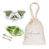 ベビーお食事ギフトセット 名入れ巾着バッグ入り グリーン