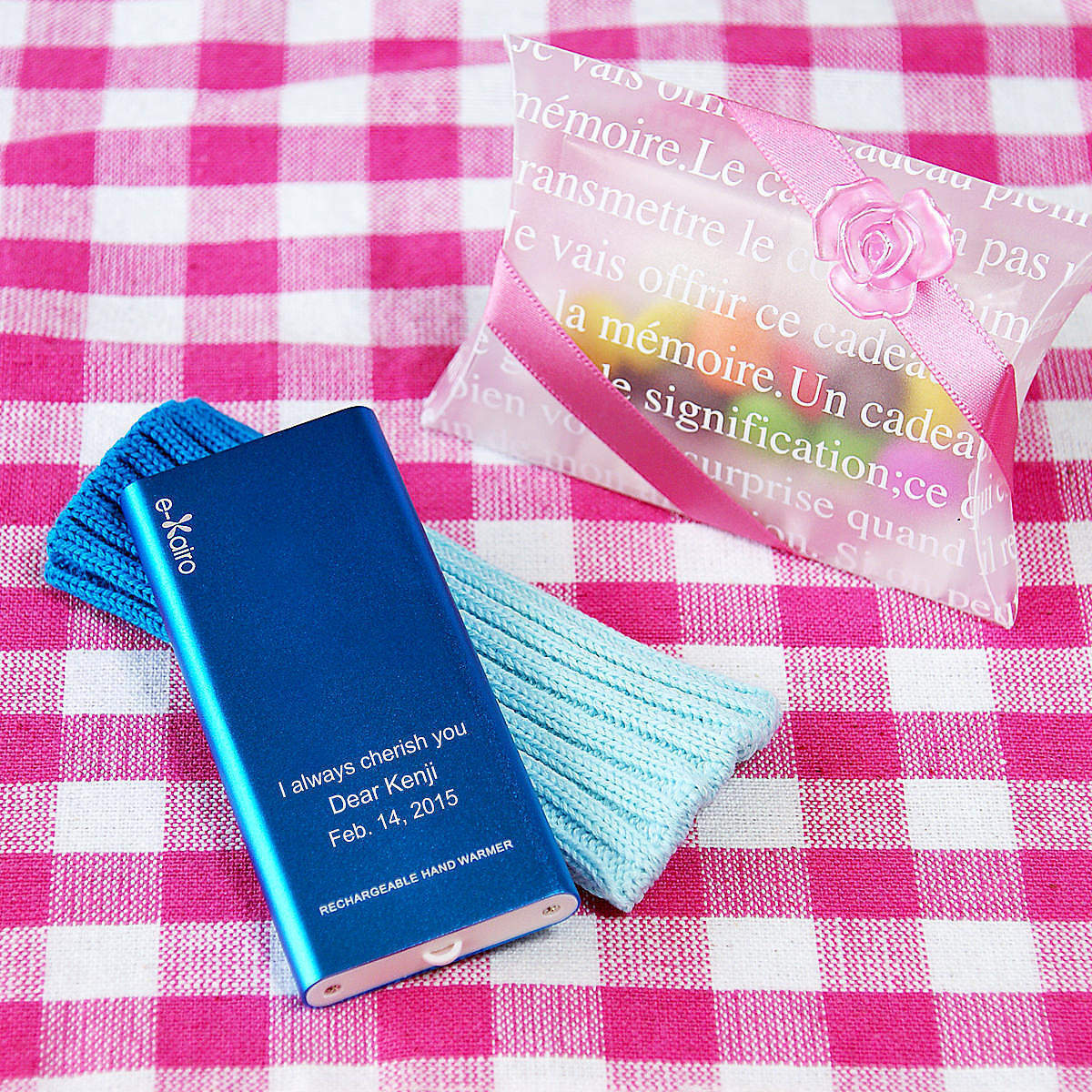 名入れカイロとマーブルチョコのバレンタインギフト