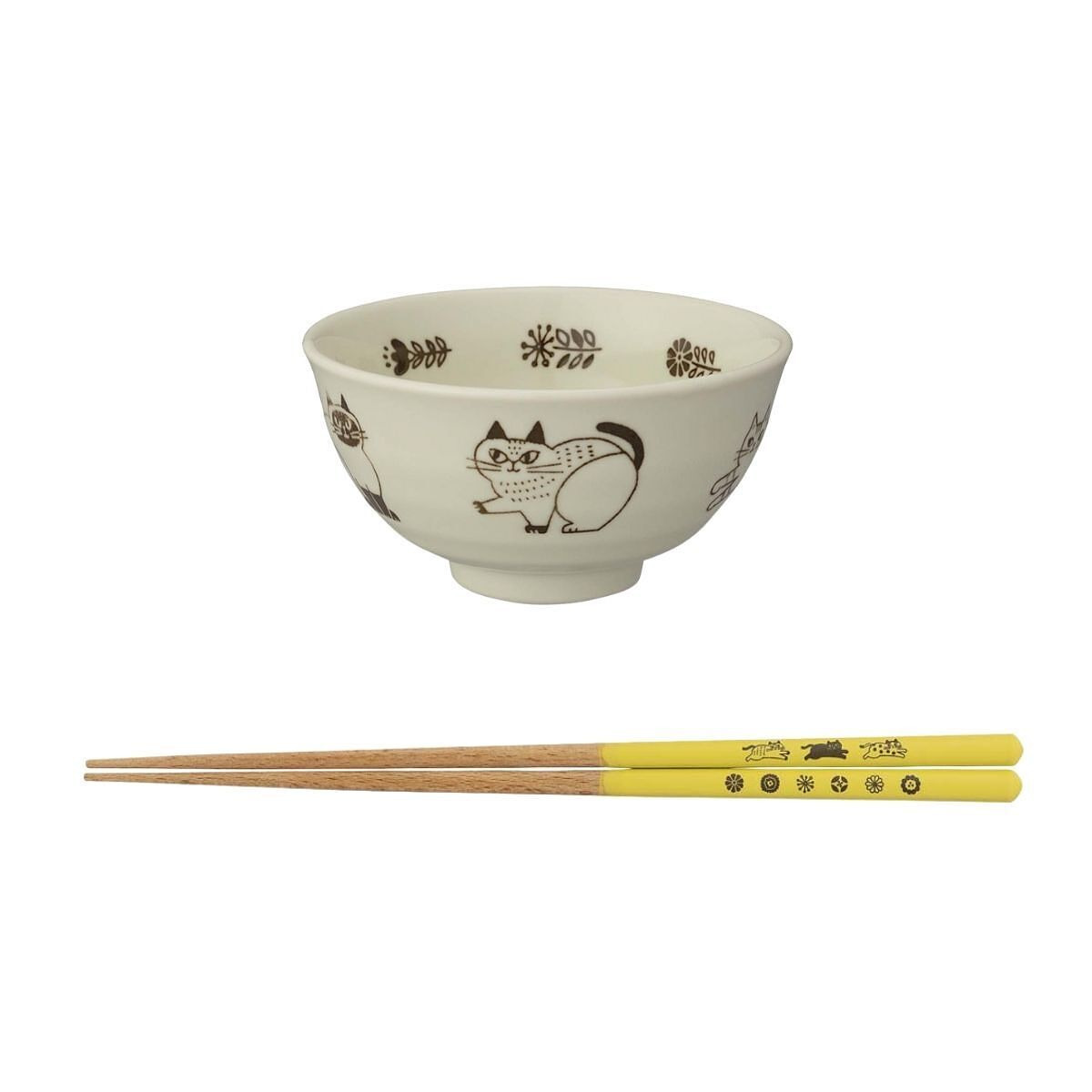 fikalycka 茶碗＆箸セット ブラウン