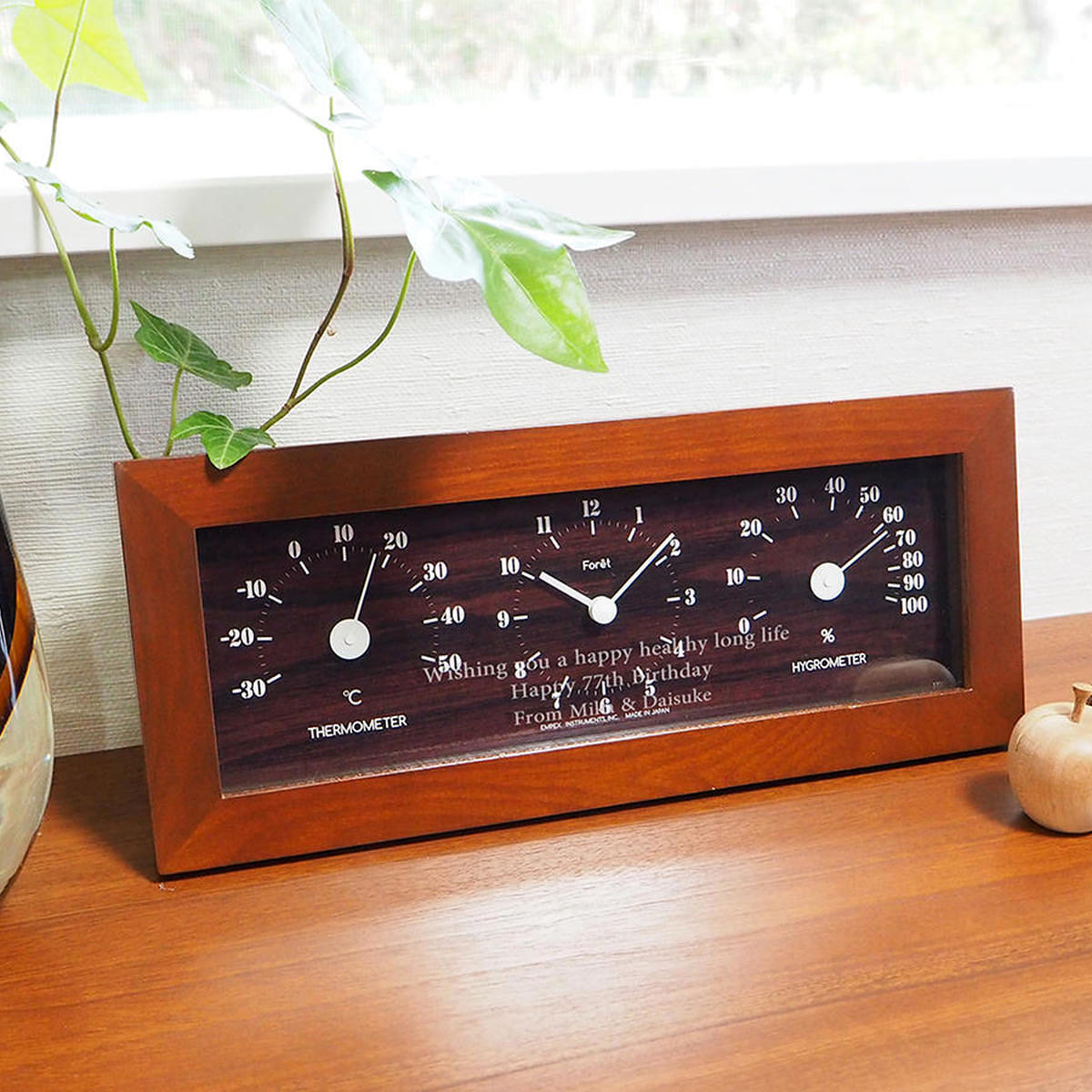 テーブル＆ウォールクロック (温湿度計付) ロゴ・名入れの温度計＆湿度計＆時計 - スマートギフト