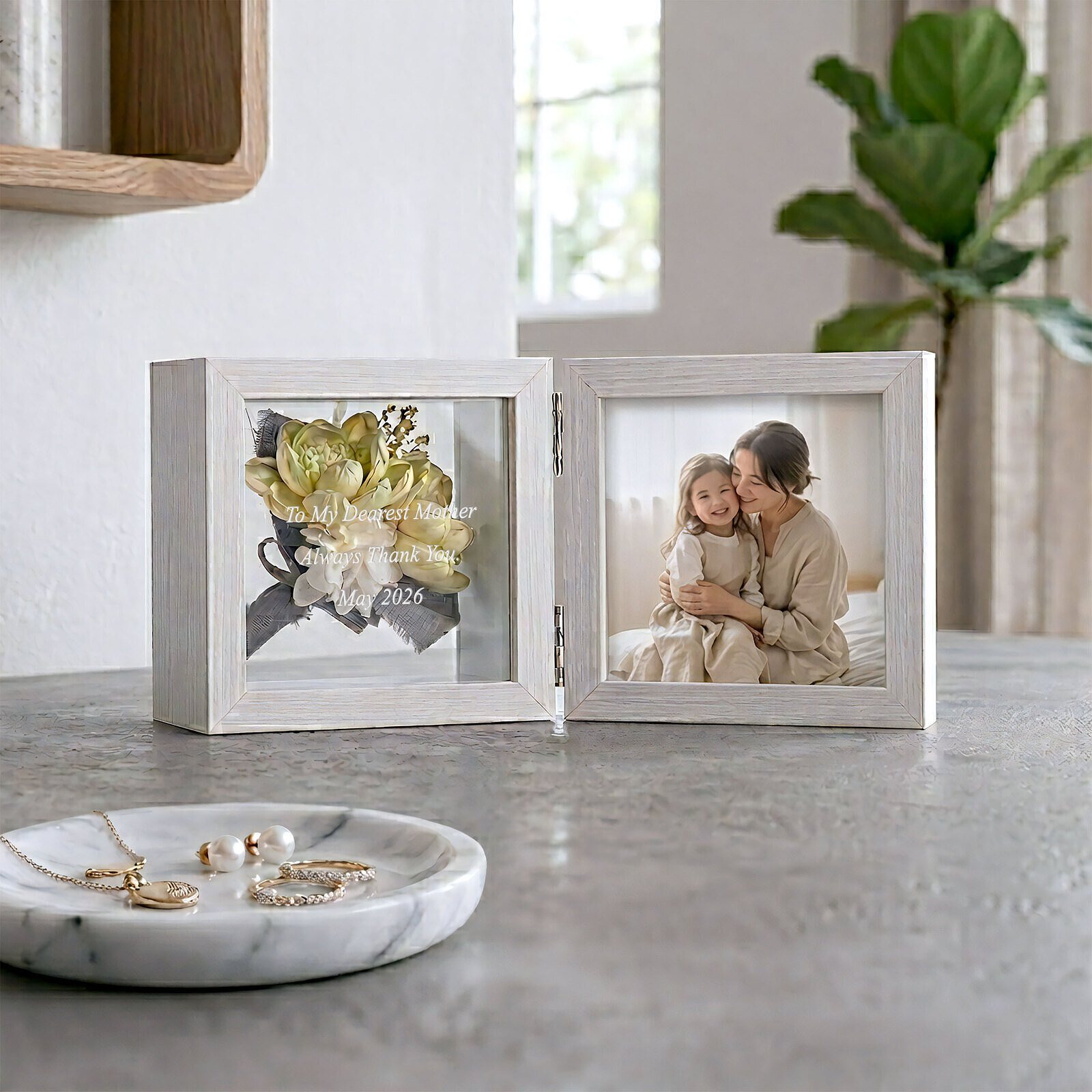 お花のフレームにメッセージを入れて