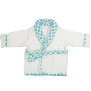 バスローブ white&check blue
