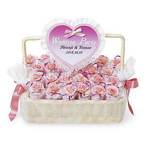フラワーボンボン ピンク 25個セット バスケット付