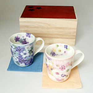 花づくし ペアマグカップ 桜木箱 1