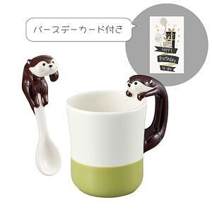 カワウソカフェ カワウソマグ＆スプーン チョコ 誕生日カード付