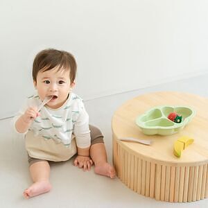 ベビーお食事ギフトセット 名入れ巾着バッグ入り ピンク 8