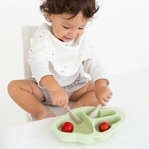 ベビーお食事ギフトセット 名入れ巾着バッグ入り ピンク 12