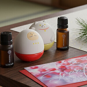 おきあがりこぼしのアロマギフトセット 招き猫 オレンジ メッセージカード付 2