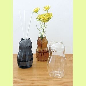 ネコの一輪挿し ブラウン 1