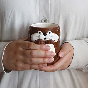 カワウソカフェ そっとそえ手湯呑 カワウソ チョコ ホワイトデーカード付 0