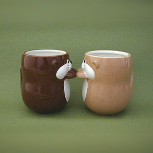 カワウソカフェ そっとそえ手湯呑 カワウソ チョコ ホワイトデーカード付 1