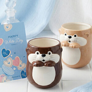 カワウソカフェ そっとそえ手湯呑 カワウソ チョコ ホワイトデーカード付 4