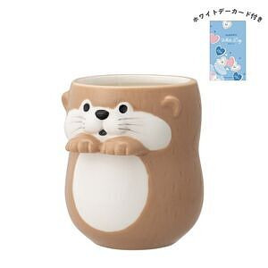 カワウソカフェ そっとそえ手湯呑 カワウソ ラテ ホワイトデーカード付