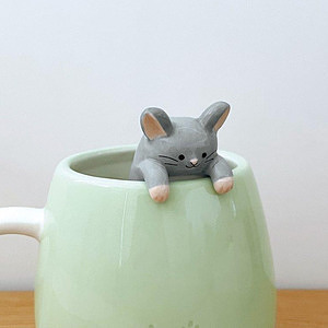 チラライフ チラ壺マグ & チンチラスプーン グレー ホワイトデーカード付 0