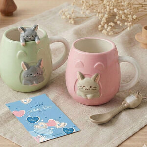 チラライフ チラ壺マグ & チンチラスプーン グレー ホワイトデーカード付 3