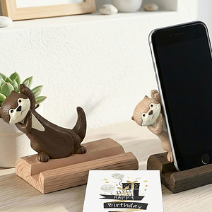 カワウソカフェ ひょっこりカワウソスマホスタンド チョコ 誕生日カード付 0