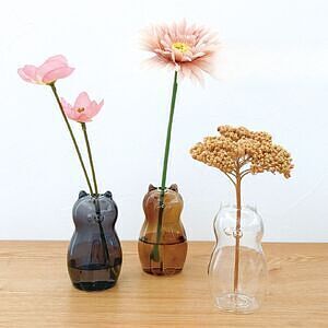 ネコの一輪挿し クリアー ありがとうカード付 1