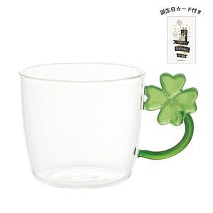 耐熱フラワーマググラス クローバー 誕生日カード付