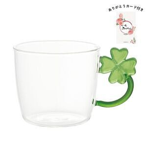 耐熱フラワーマググラス クローバー ありがとうカード付