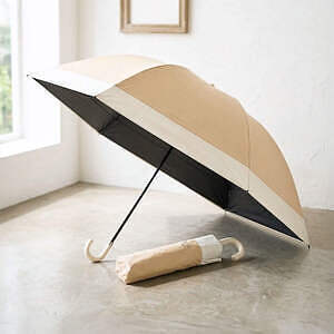 ツートーン 折りたたみ傘 ベージュ 2