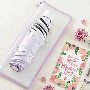 グラデーション遮光折りたたみ傘（ポーチ付） ピンク 誕生日カード付 8