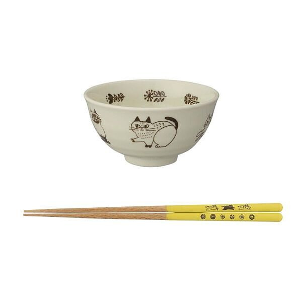 fikalycka 茶碗＆箸セット ブラウン