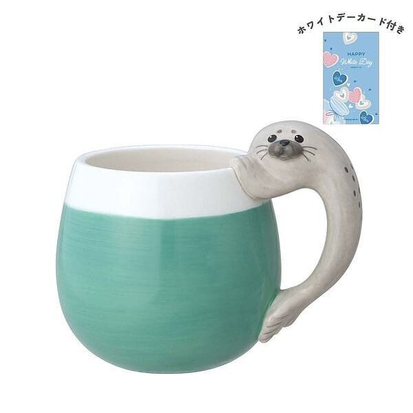 アザラシカフェ アザラシマグ グレー ホワイトデーカード付