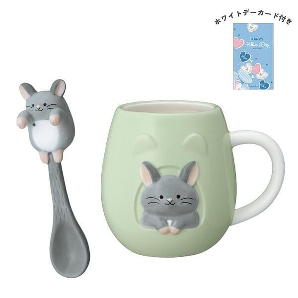 チラライフ チラ壺マグ & チンチラスプーン グレー ホワイトデーカード付