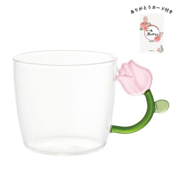 耐熱フラワーマググラス チューリップ ありがとうカード付