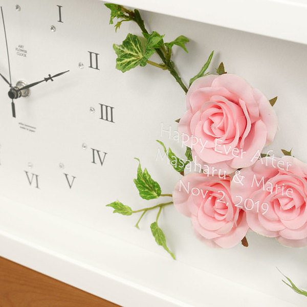 時計と花のアートフレーム